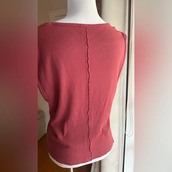 Anthropologie Pilcro Ruched Tank Top - color red brick size L EUC - Picture 4 of 4